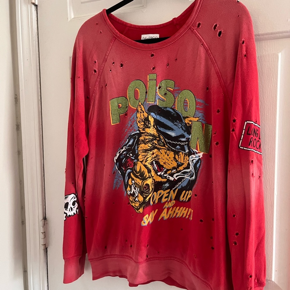 Red distressed Lauren Moshi sweatshirt-Medium